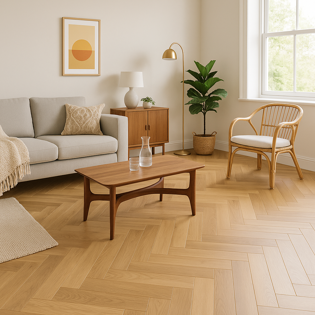 Herringbone Oak Rigid Core LVT Flooring, 5mm Purecoat Finish