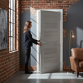 Premium White Grey Laminate Interior Door with Contemporary Palermo Design, Semi-Solid Construction and Low Maintenance Finish