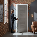 Premium White Grey Laminate Interior Door with Contemporary Palermo Design, Semi-Solid Construction and Low Maintenance Finish