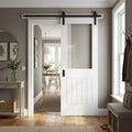 Cottage 1 Panel White Internal Sliding Door with 1 Light Clear Glass, Primed Finish