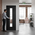 Premium Internal Fully Finished Laminate Clear Glass Door with Black Finish for Modern Spaces