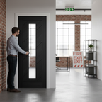 Premium Internal Fully Finished Laminate Clear Glass Door with Black Finish for Modern Spaces