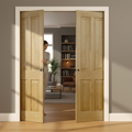Premium Double Pocket Door Set with Unfinished Oak Veneer and Galvanized Steel Frame for Elegant Interior Design