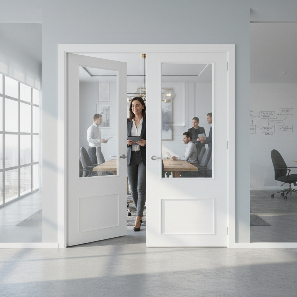 Premium 2 Panel White Clear Glazed Door Pair with Traditional Mouldings for Elegant Home D?or