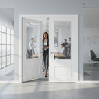 Premium 2 Panel White Clear Glazed Door Pair with Traditional Mouldings for Elegant Home D?or