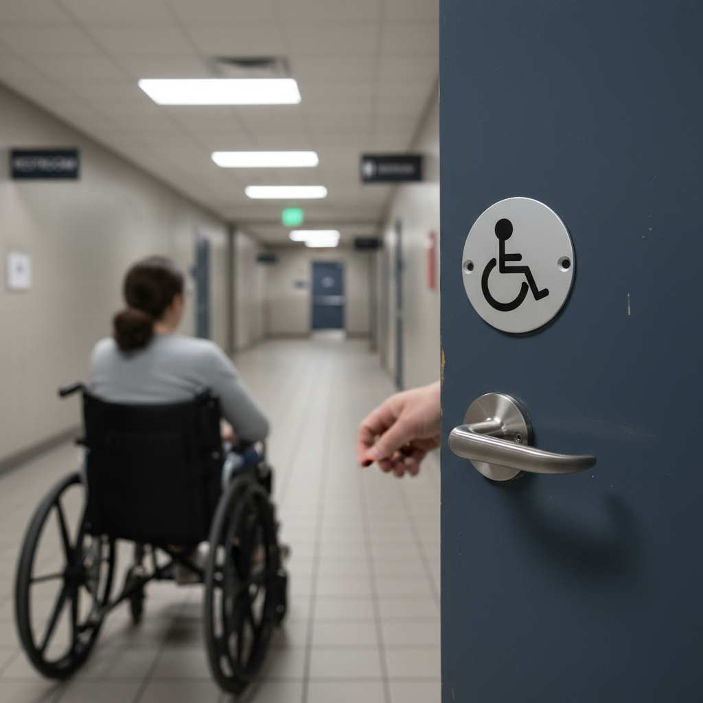 Premium Disabled Symbol in Satin or Bright Stainless Steel Finish with Screws - Ideal for Commercial Projects