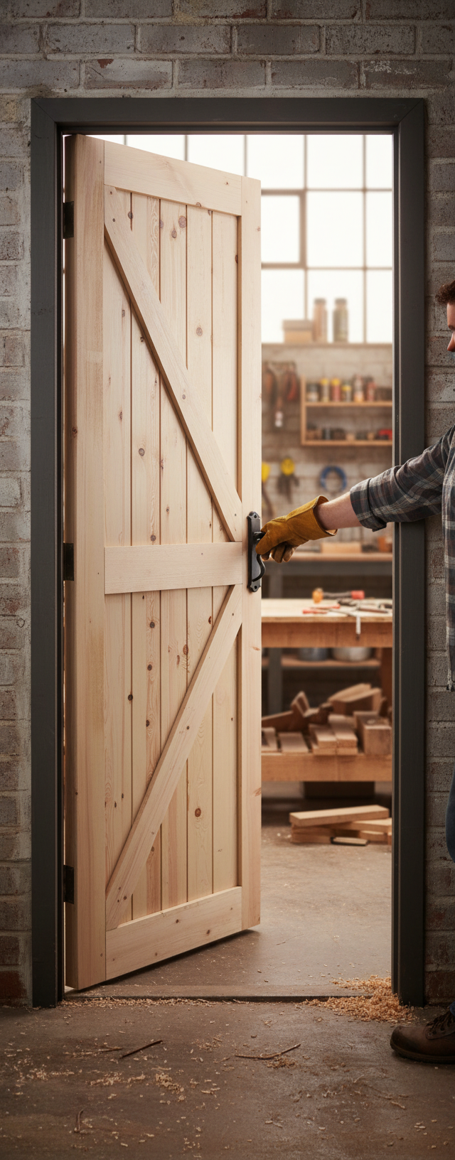 Premium Redwood Framed Ledged & Braced External Door with Durable Construction and 10-Year Warranty