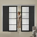 Premium Sliding French Doors with Reeded Glazed Panels and Fixed Side Panels for Modern Spaces