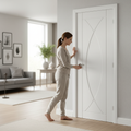 Premium Curved White Internal Door with Engineered Construction and Deep U-Grooves for Modern Design