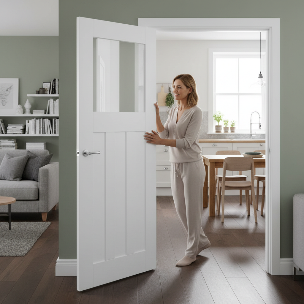 Premium Made-to-Measure Internal Primed Door with Clear Glass Panel - Custom Sizes Available for Perfect Fit - Image 2