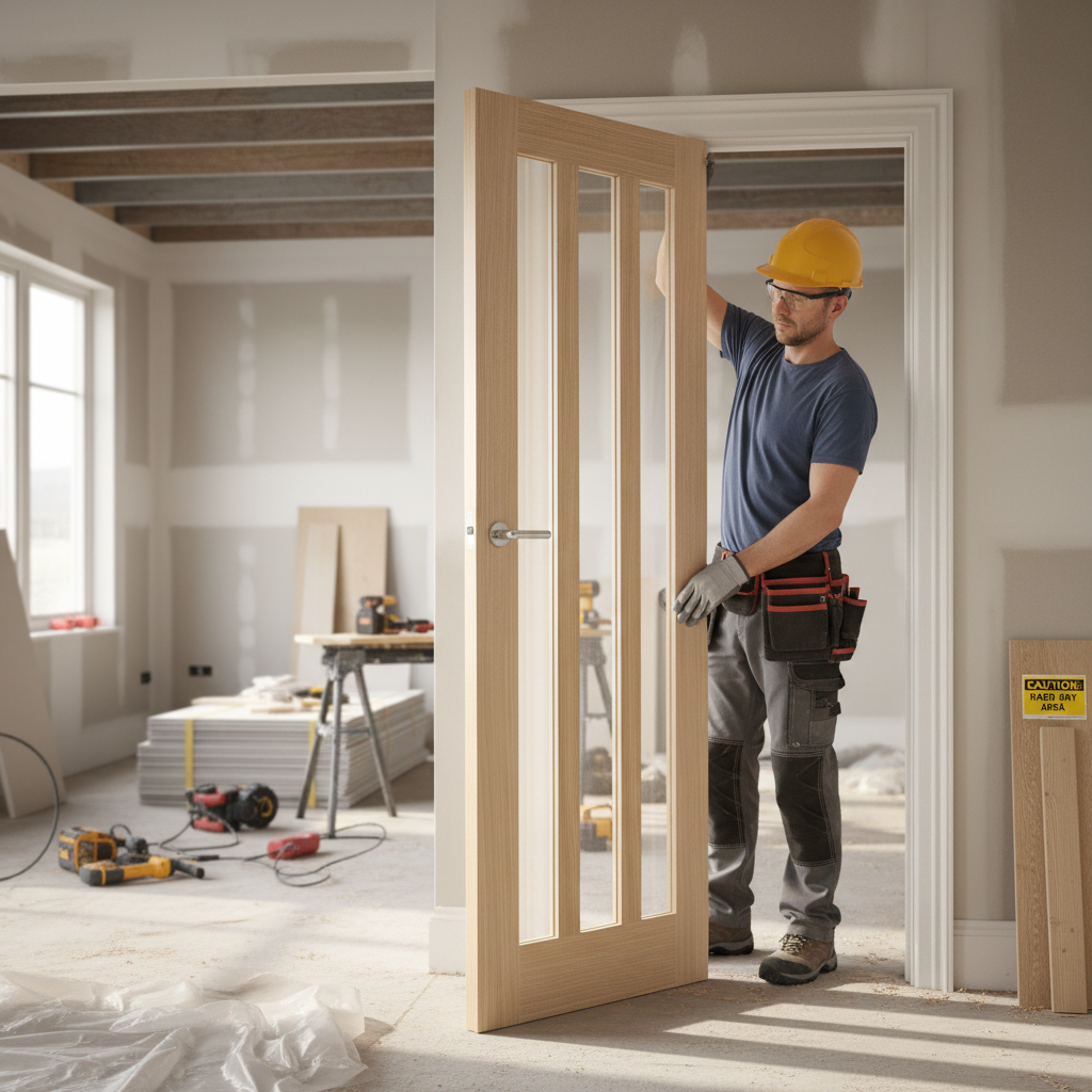 Premium Clear Glazed Prefinished Door - Engineered Oak Construction with Natural Light Flow