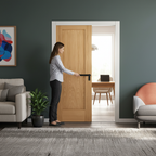 Unfinished Oak Pattern 10 Single Panel Framed Pocket Door Set - Modern Design for Space-Saving Solutions - Image 2