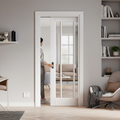 Premium White Primed Internal Pocket Door Set with 3 Light Clear Glass Panels for Modern Interiors