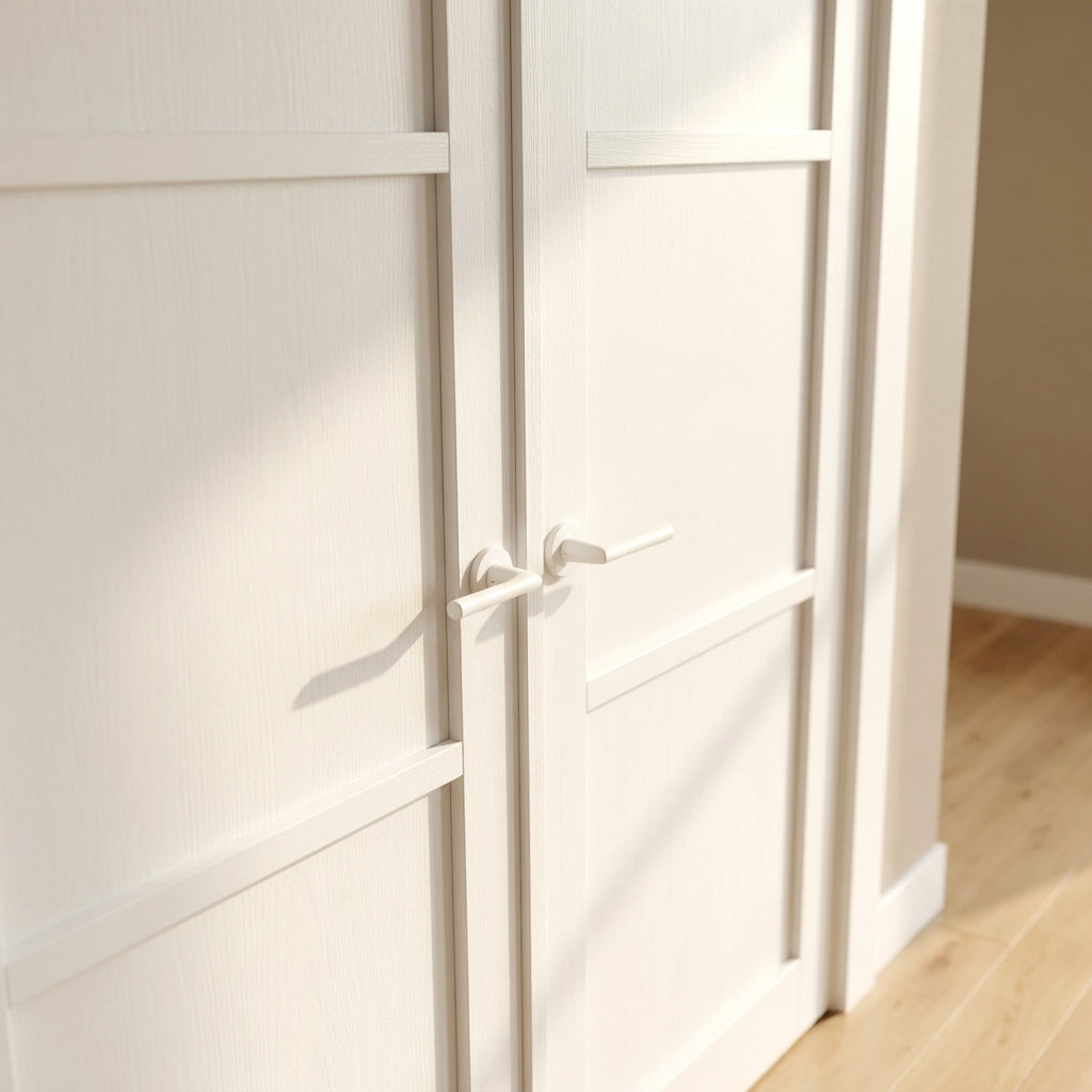 Internal White Primed Double Door with 3 Panels and Softwood Core - detail view