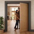 Premium Internal Oak Fully Finished Pair Door Set with Minimalist Design and 35mm Thickness for Enhanced Durability