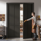 Premium Custom Made Industrial Style Door Pair with Four-Panel Design and High-End Finish