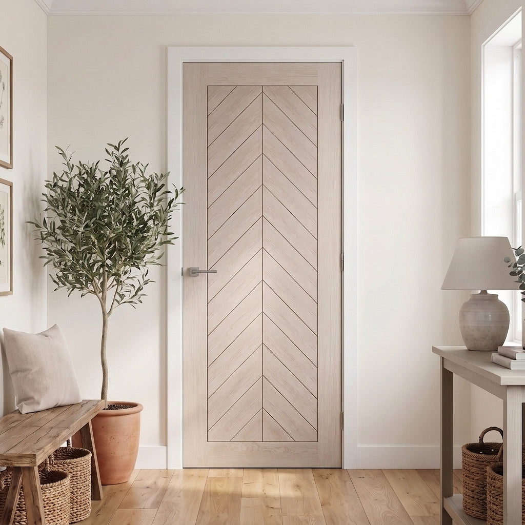 Ivory Fully Finished Internal Chevron Door with Hollow Core