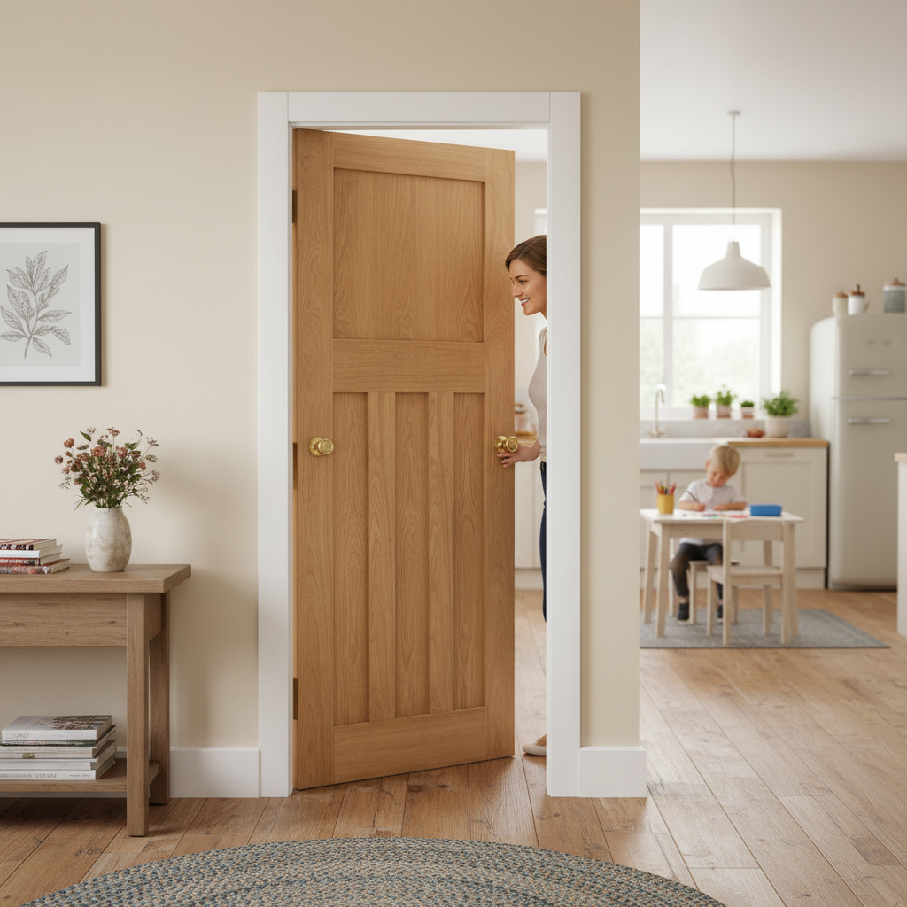 Premium Unfinished 1930's DX 4 Panel Internal Door - Solid Engineered Core with Oak Finish, Customizable for Any Project - Image 2