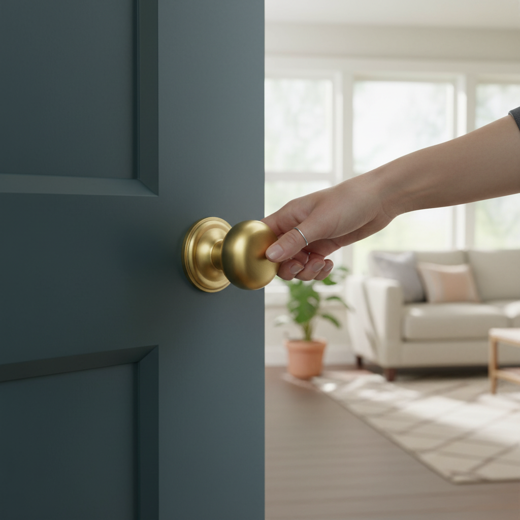 Satin Brass Round Rose Mushroom Mortice Door Knob - 58mm High-Performance Design for Traditional Style - Image 2