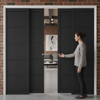 Premium 5 Panel 4 Door Telescopic Pocket Door System with Double Sliding Mechanism for Efficient Space Utilization