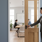 Oak Unfinished Victorian Shaker 2 Panel Pocket Door Set with Clear Glass for Elegant Room Separation - Image 2
