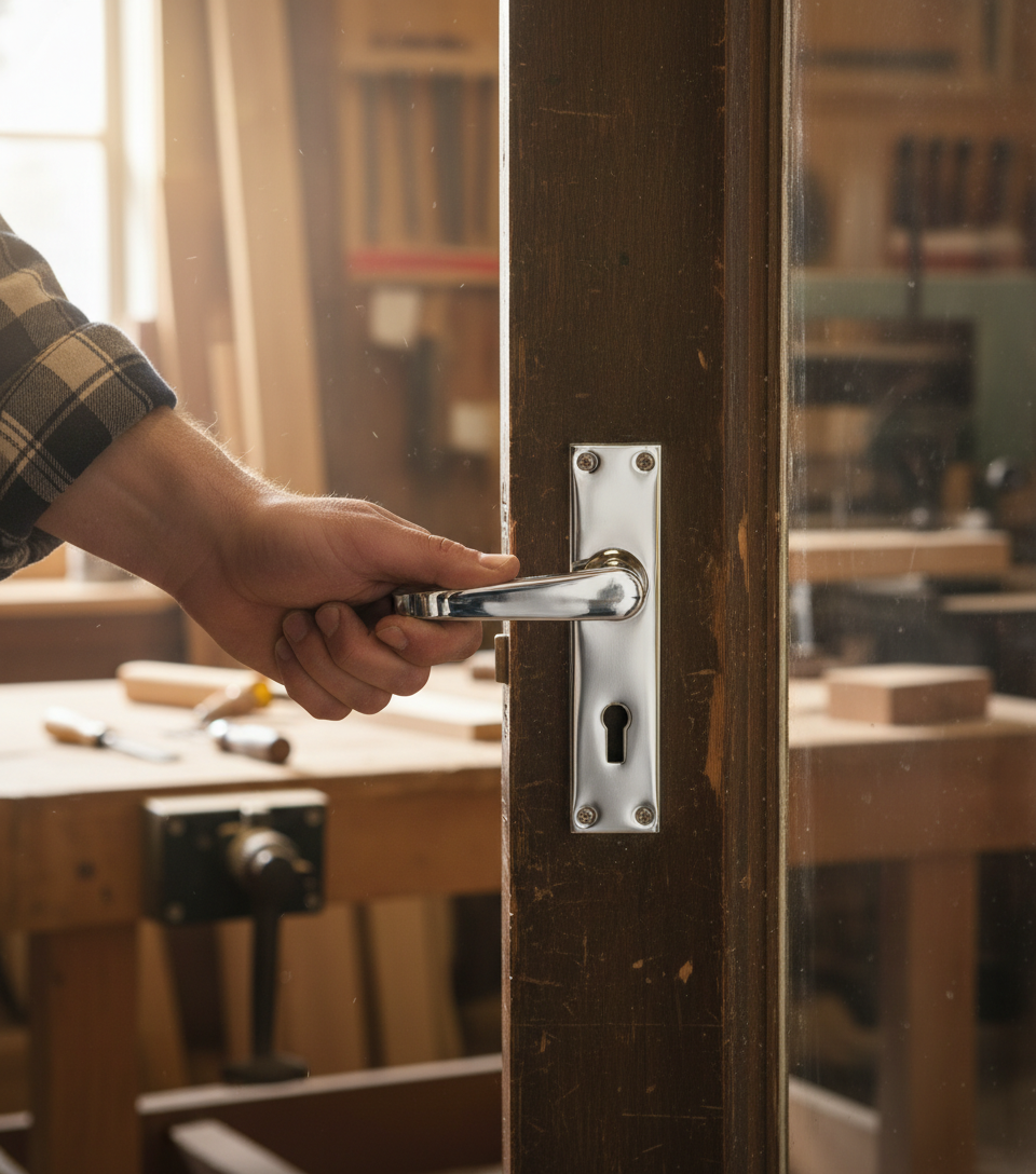 Premium Victorian Style Door Lever on Backplate with Keyhole - Classic Design 150mm x 42mm