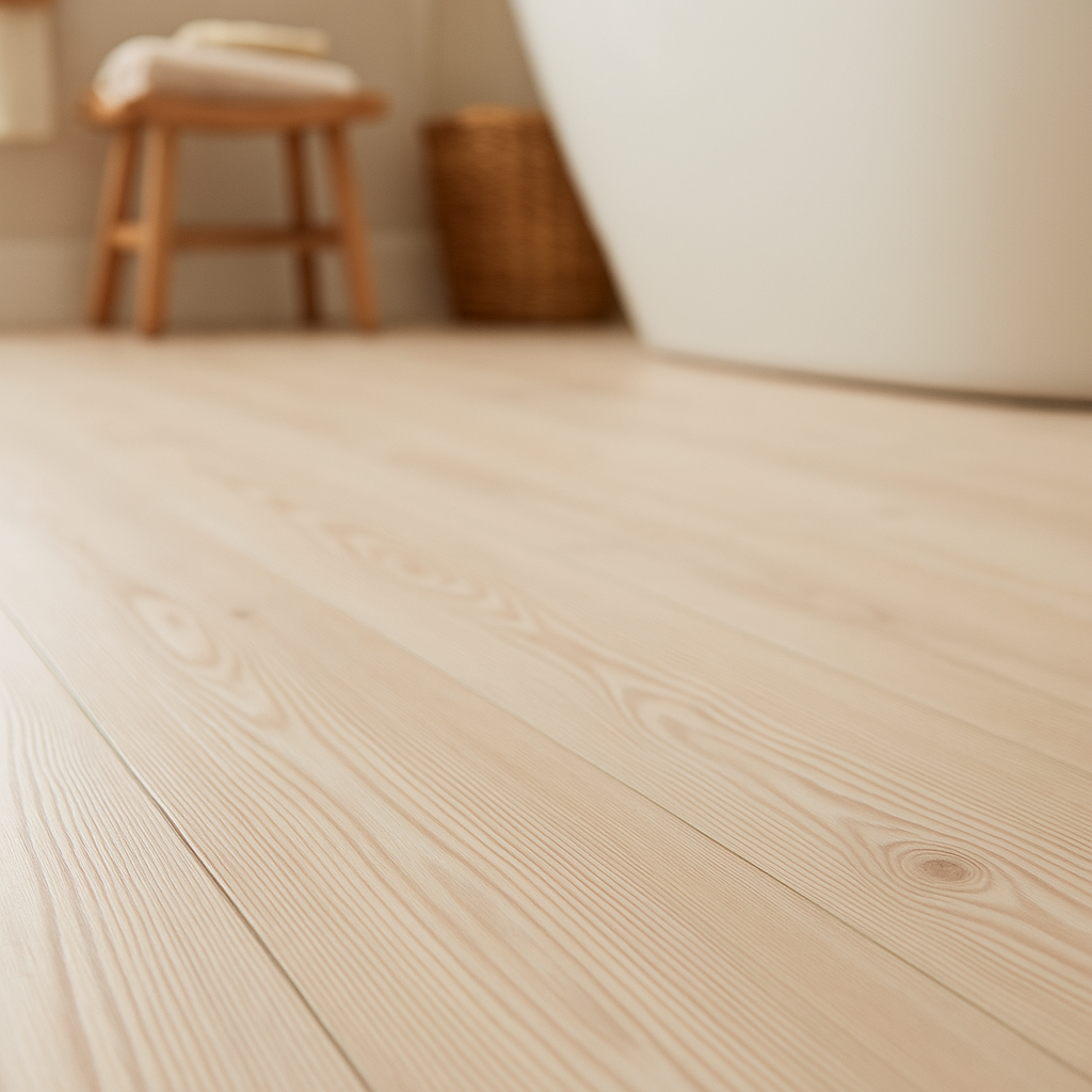 Water-Resistant 7mm Laminate Flooring in Pine with 4V Bevel Edge - detail view