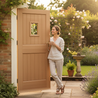 Premium Hardwood External Unfinished Stable Door with Clear Glass Pane and Solid Core Construction