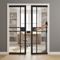 Premium Clear Glazed Double Pocket Door Set with Galvanised Steel Frame and Adjustable Runners for Modern Interiors
