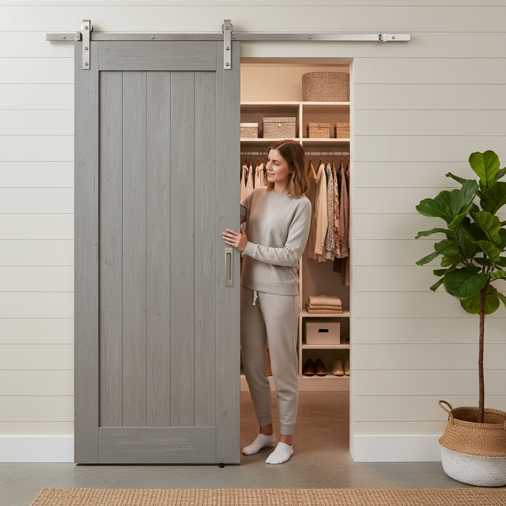 Premium Satin Nickel Face Mounted Sliding Barn Door Track for Doors Up to 100kg and 1000mm Width - Image 2