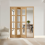 Premium 3 Leaf Bi-Folding Door Set with Clear Glazing and Polished Chrome Hardware for Space Optimization