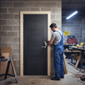 Premium Dark Grey Ash Internal Door with V Grooves and FSC Certification - High-Quality Professional Grade for Industrial and Commercial Applications