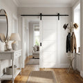 Internal White Sliding Ladder Door with Black Top Mount and Moulded Finish