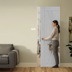 Premium Light Grey Flush Pocket Door Set - Space-Saving Design with No Bottom Track and Adjustable Features