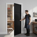 Premium Black 4 Panel Industrial Style Door with Solid Engineered Core and 10-Year Warranty