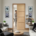 Premium 30 Minutes Fire Rated Pocket Door System with Oak Shaker 4 Panel Design and Galvanised Steel Frame