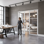 Premium Clear Glazed Double Flush Pocket Door Set with No Bottom Track and 15-Year Guarantee for Modern Interiors