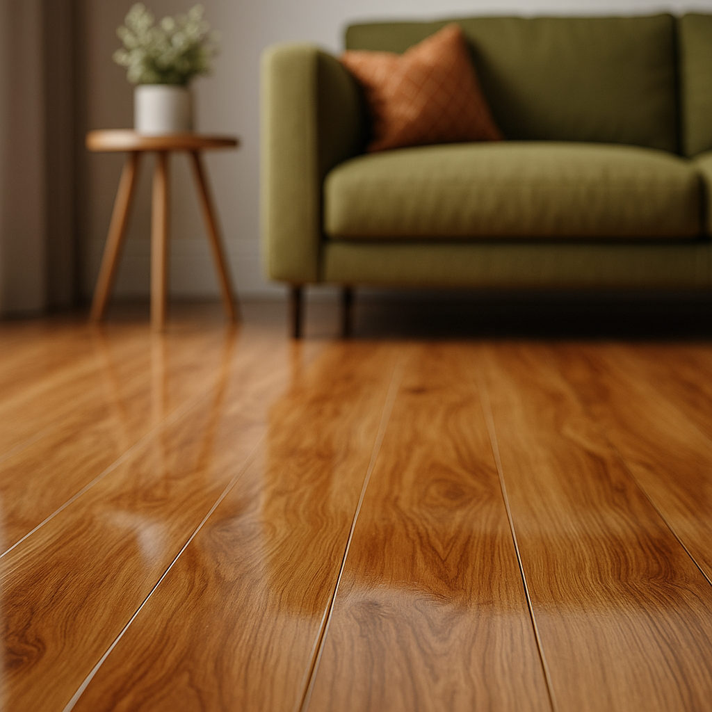 High Gloss 8mm Laminate Flooring in Oak Lustre Finish - detail view