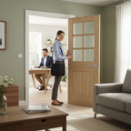 Premium Oak Suffolk Fully Finished Internal Door with Clear Glazing Panels and Engineered Construction for Strength and Stability