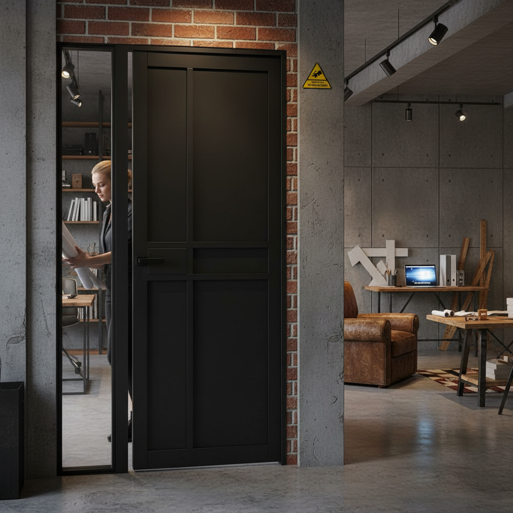 Premium Fully Finished 6 Panel Internal Industrial Studio Door with Durable Timber Construction