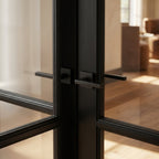 Internal French Door with 3 Light Obscure Glass in Jet Black - Fully Finished - detail view