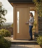 Premium Heavy Duty External Door with Frosted Double Glazed Panel and Engineered Oak Construction