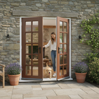 Premium Hardwood Unglazed External French Door Pair - Strong Laminated Timber Construction for Custom Glazing