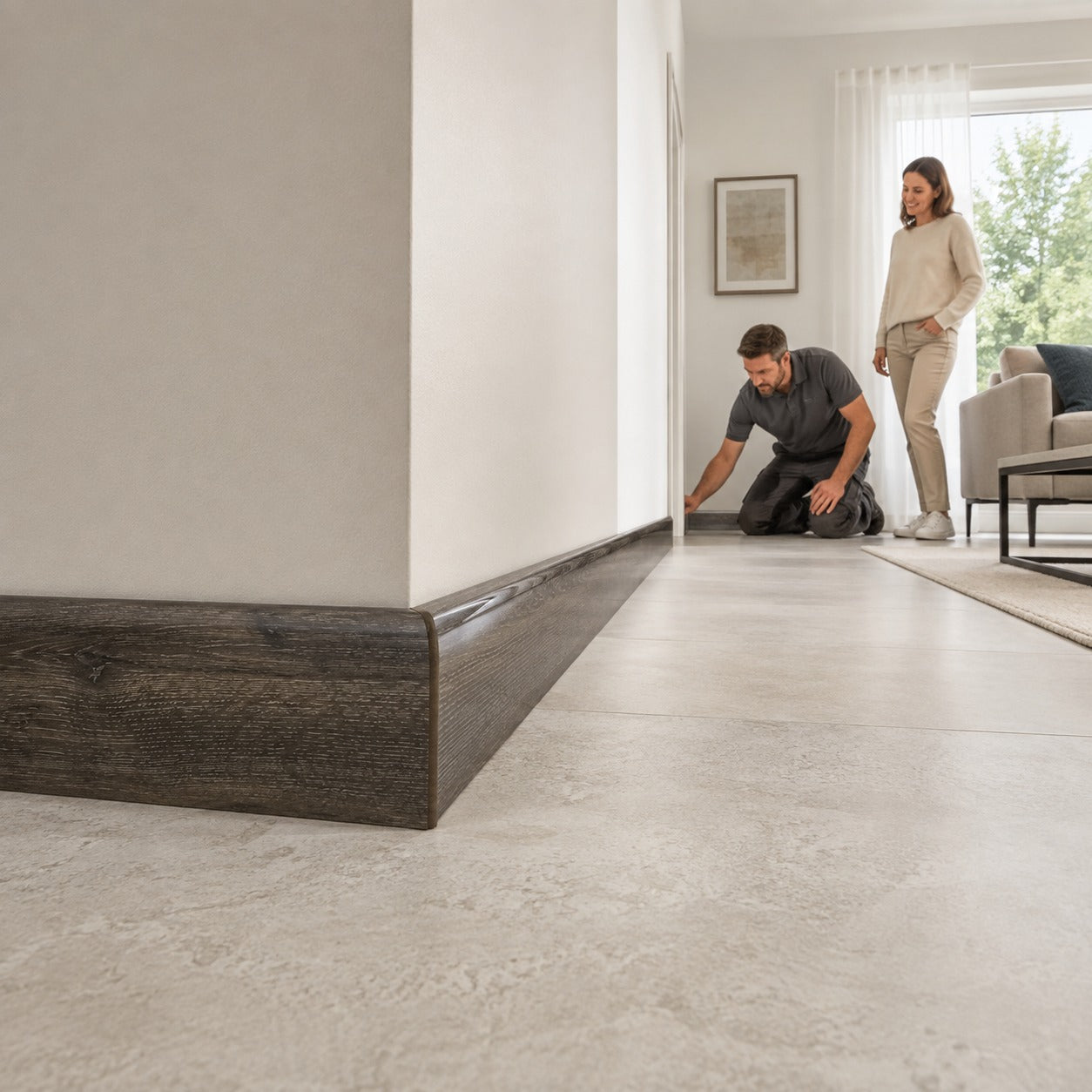 2.4m High Gloss Oak Skirting Board 2400mm x 58mm x 19mm