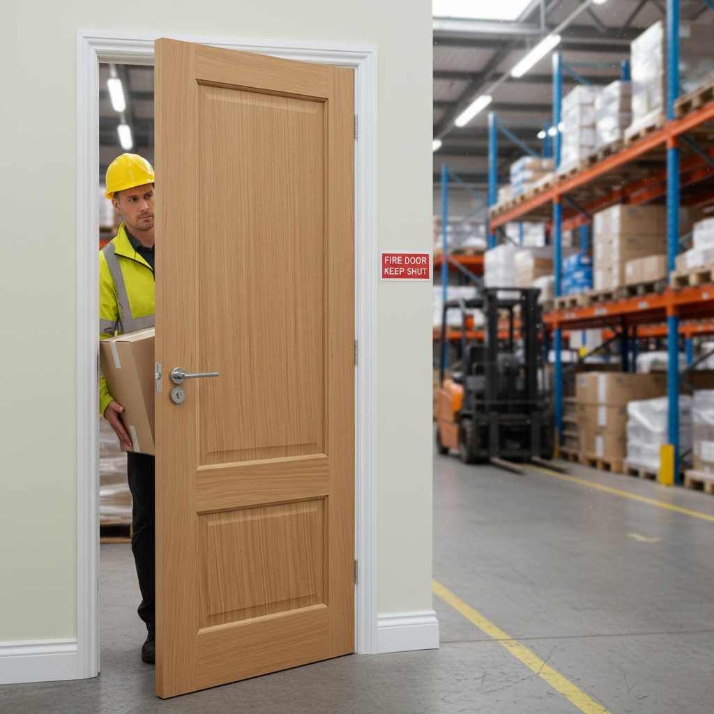 Premium 30 Minute Fire Door with Solid Engineered Construction and Real Oak Veneer Finish