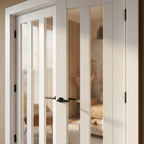 Internal French Door, White Primed, 3 Light Glazed, Solid Core - detail view