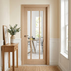 Internal White Door, Primed Finish, 3 Light Clear Glass Glazing, Solid Core