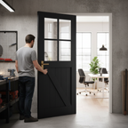Premium Internal Fully Finished Oak Barn Door with Clear Toughened Glass for Custom Fit and Rustic Elegance