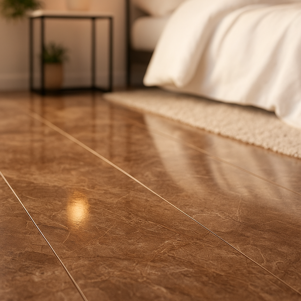 Lustre Stone 8mm High Gloss Laminate Flooring for Stylish Interiors - detail view