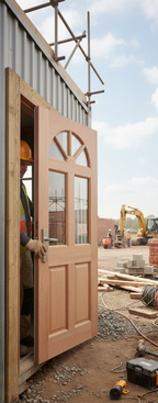 Premium Hardwood Single Glazed Fan Light Design with Clear Glass and Raised Panels